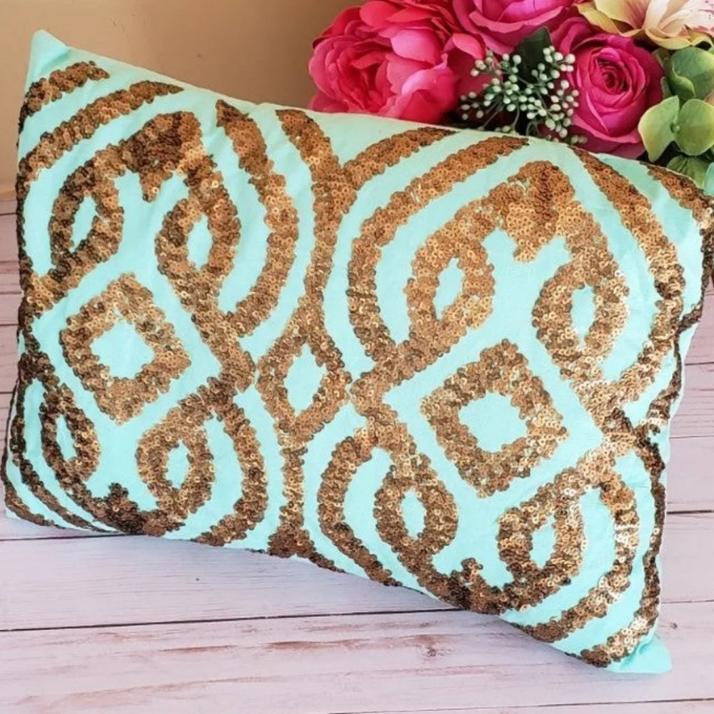 NWT Decorative Sequin Rectangular Throw Pillow
